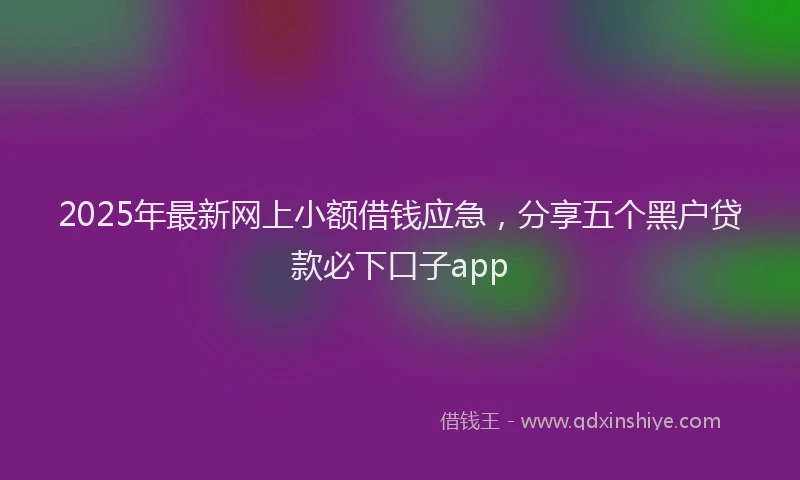 2025年最新网上小额借钱应急，分享五个黑户贷款必下口子app