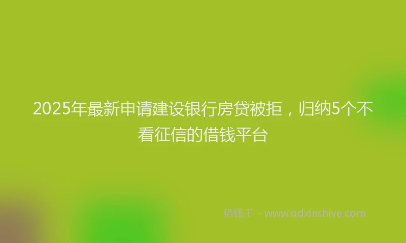 2025年最新申请建设银行房贷被拒，归纳5个不看征信的借钱平台
