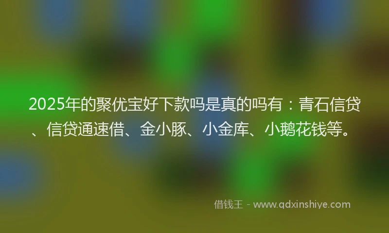 2025年的聚优宝好下款吗是真的吗有：青石信贷、信贷通速借、金小豚、小金库、小鹅花钱等。