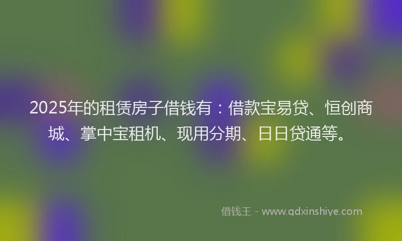 2025年的租赁房子借钱有：借款宝易贷、恒创商城、掌中宝租机、现用分期、日日贷通等。