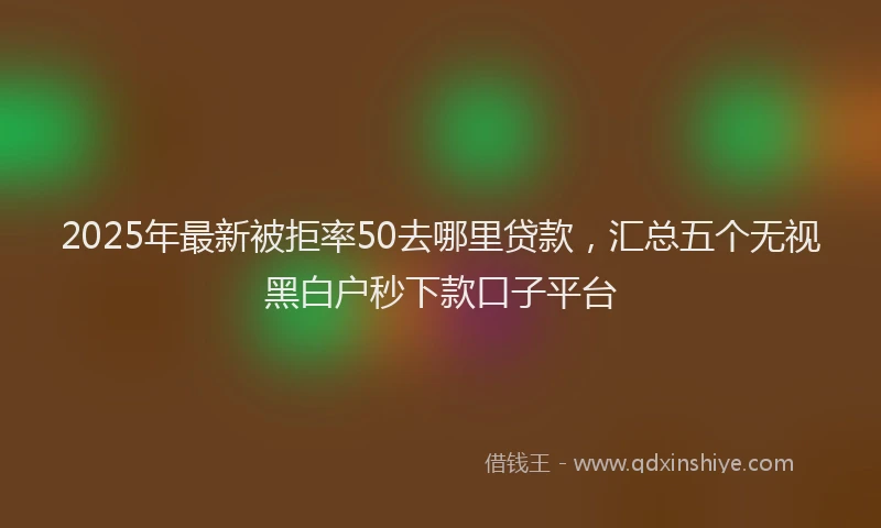 2025年最新被拒率50去哪里贷款，汇总五个无视黑白户秒下款口子平台
