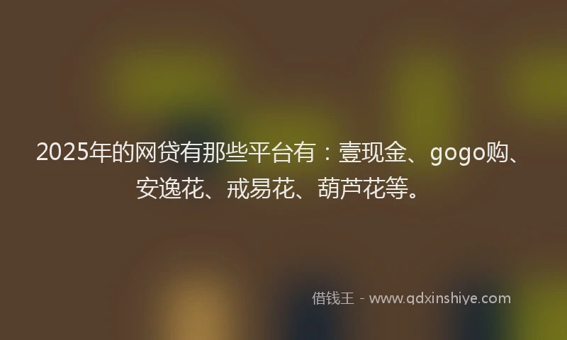 2025年的网贷有那些平台有：壹现金、gogo购、安逸花、戒易花、葫芦花等。
