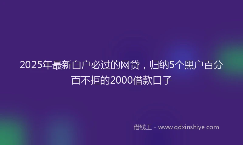 2025年最新白户必过的网贷，归纳5个黑户百分百不拒的2000借款口子
