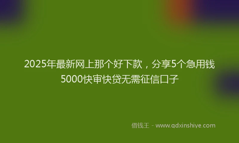 2025年最新网上那个好下款，分享5个急用钱5000快审快贷无需征信口子