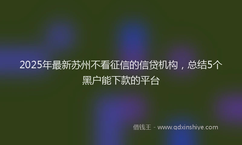 2025年最新苏州不看征信的信贷机构，总结5个黑户能下款的平台