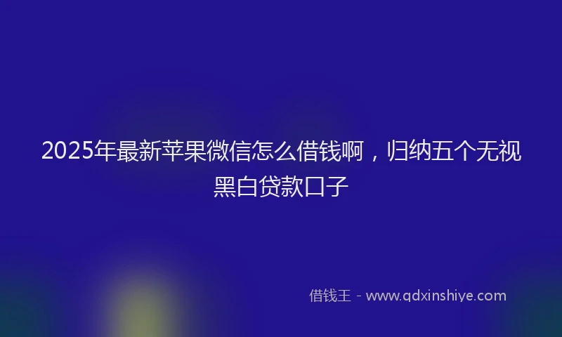 2025年最新苹果微信怎么借钱啊，归纳五个无视黑白贷款口子