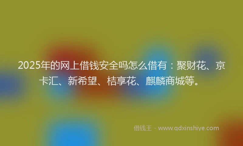2025年的网上借钱安全吗怎么借有：聚财花、京卡汇、新希望、桔享花、麒麟商城等。