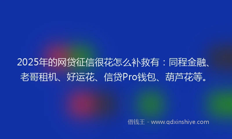2025年的网贷征信很花怎么补救有：同程金融、老哥租机、好运花、信贷Pro钱包、葫芦花等。