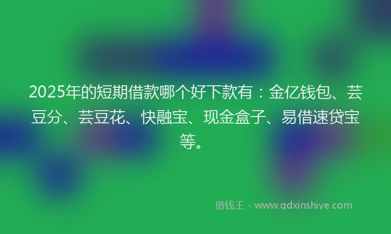 2025年的短期借款哪个好下款有：金亿钱包、芸豆分、芸豆花、快融宝、现金盒子、易借速贷宝等。