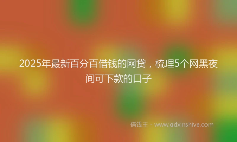 2025年最新百分百借钱的网贷，梳理5个网黑夜间可下款的口子