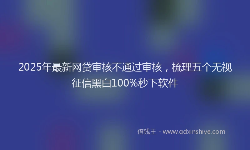 2025年最新网贷审核不通过审核，梳理五个无视征信黑白100%秒下软件