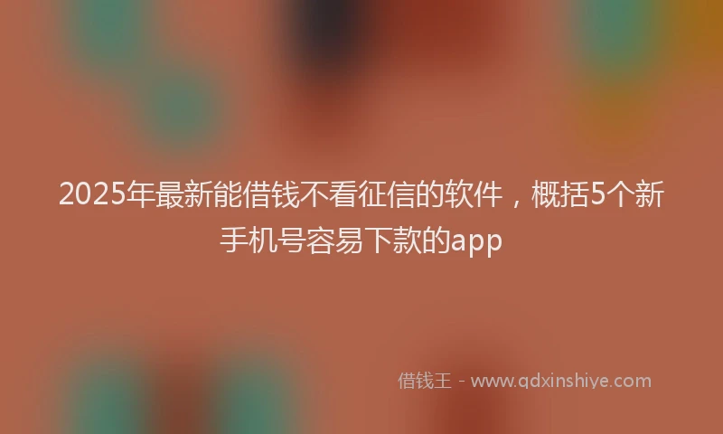 2025年最新能借钱不看征信的软件，概括5个新手机号容易下款的app