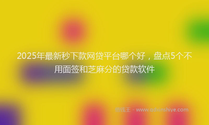 2025年最新秒下款网贷平台哪个好，盘点5个不用面签和芝麻分的贷款软件