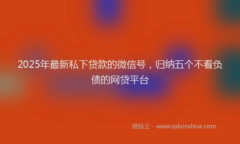 2025年最新私下贷款的微信号，归纳五个不看负债的网贷平台
