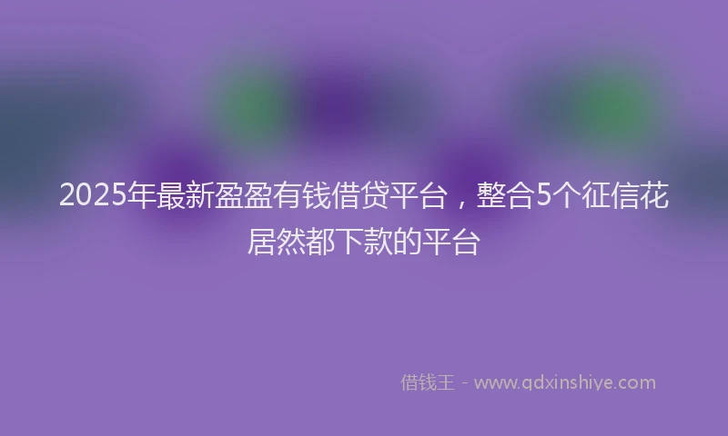 2025年最新盈盈有钱借贷平台，整合5个征信花居然都下款的平台