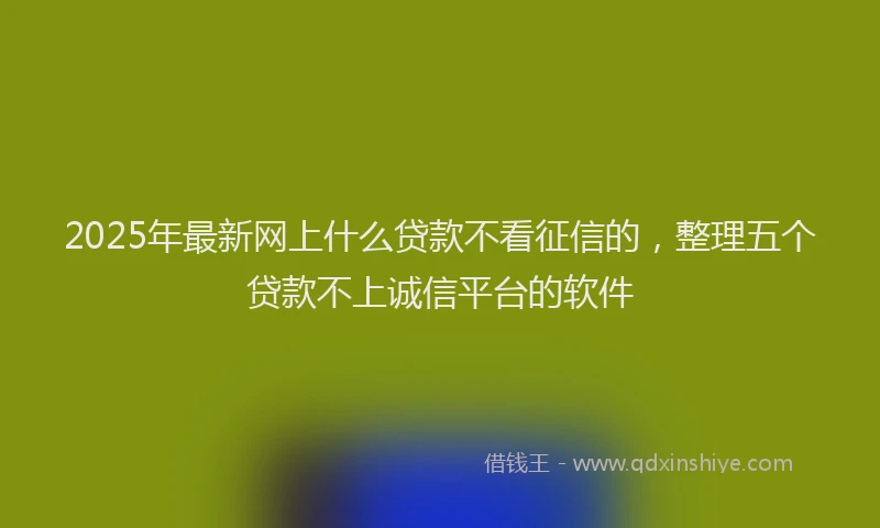 2025年最新网上什么贷款不看征信的，整理五个贷款不上诚信平台的软件