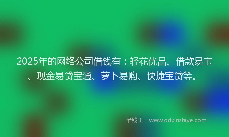 2025年的网络公司借钱有：轻花优品、借款易宝、现金易贷宝通、萝卜易购、快捷宝贷等。