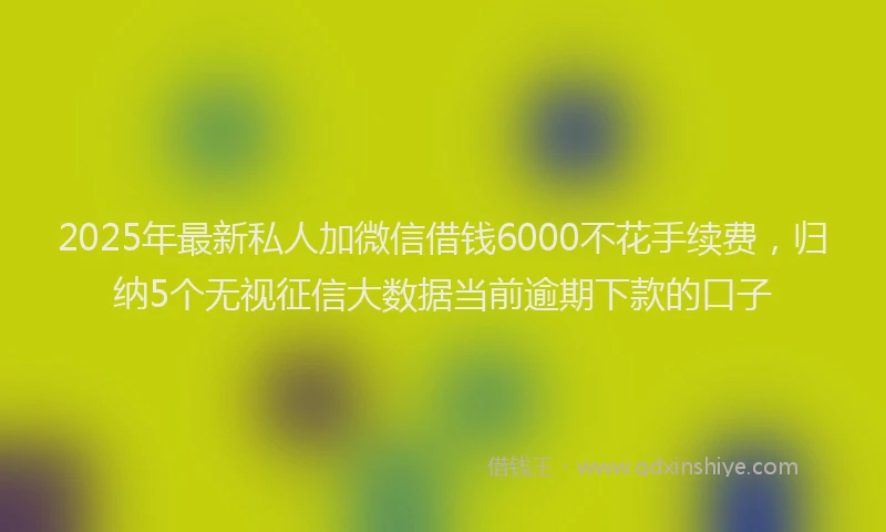 2025年最新私人加微信借钱6000不花手续费，归纳5个无视征信大数据当前逾期下款的口子