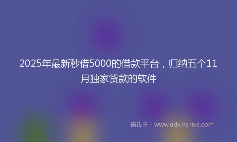 2025年最新秒借5000的借款平台，归纳五个11月独家贷款的软件