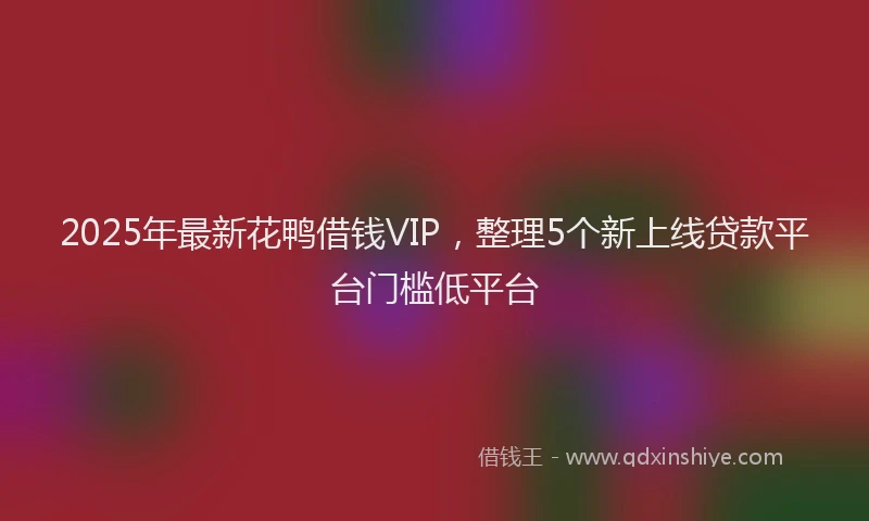 2025年最新花鸭借钱VIP，整理5个新上线贷款平台门槛低平台