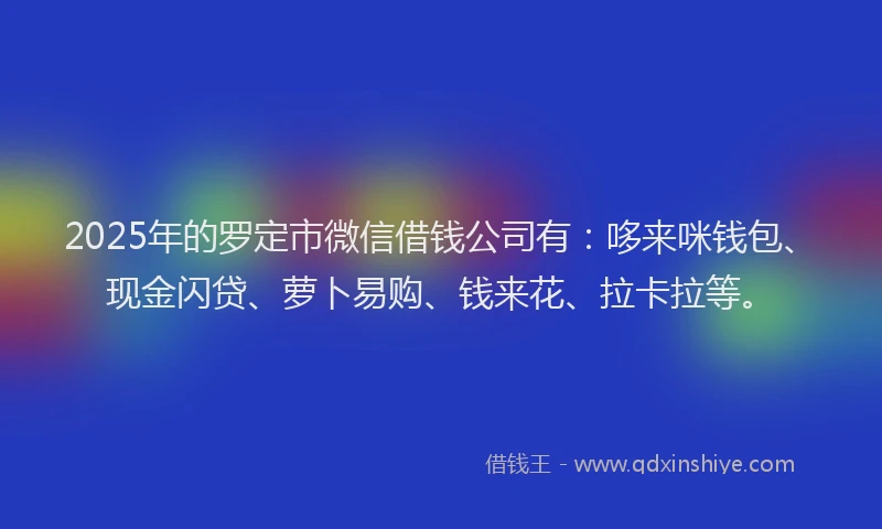 2025年的罗定市微信借钱公司有：哆来咪钱包、现金闪贷、萝卜易购、钱来花、拉卡拉等。