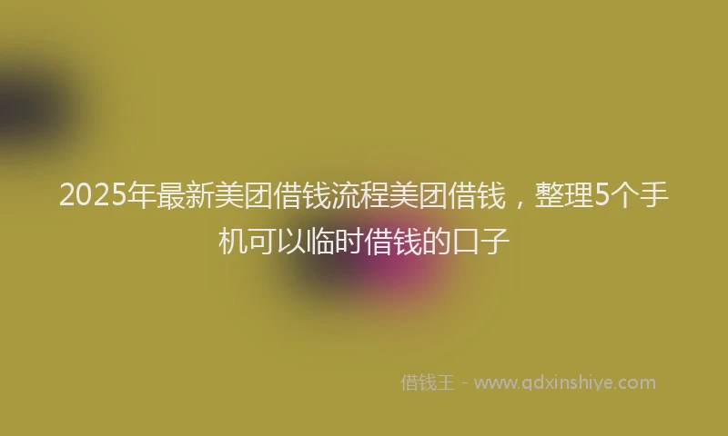 2025年最新美团借钱流程美团借钱，整理5个手机可以临时借钱的口子