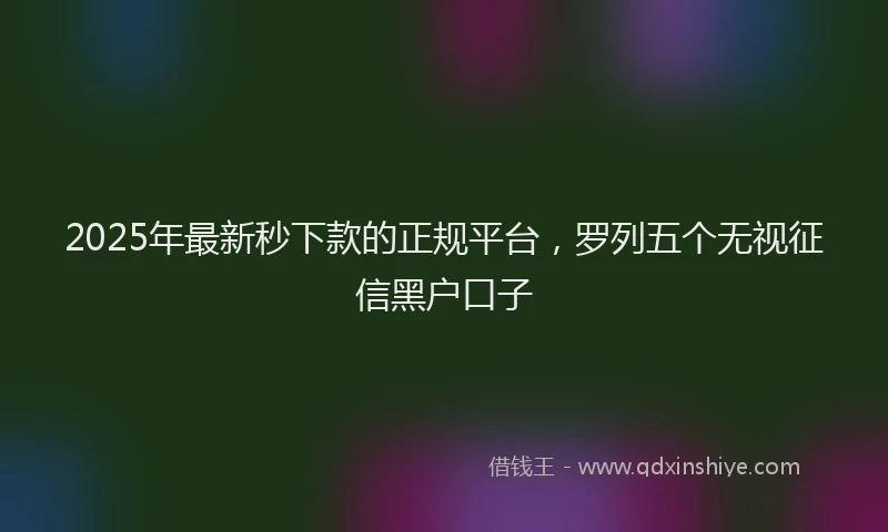 2025年最新秒下款的正规平台，罗列五个无视征信黑户口子