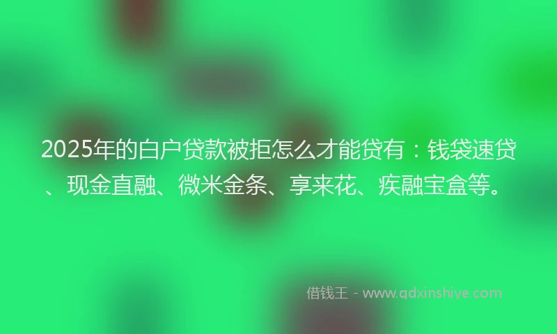 2025年的白户贷款被拒怎么才能贷有：钱袋速贷、现金直融、微米金条、享来花、疾融宝盒等。