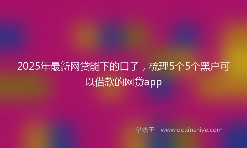 2025年最新网贷能下的口子，梳理5个5个黑户可以借款的网贷app