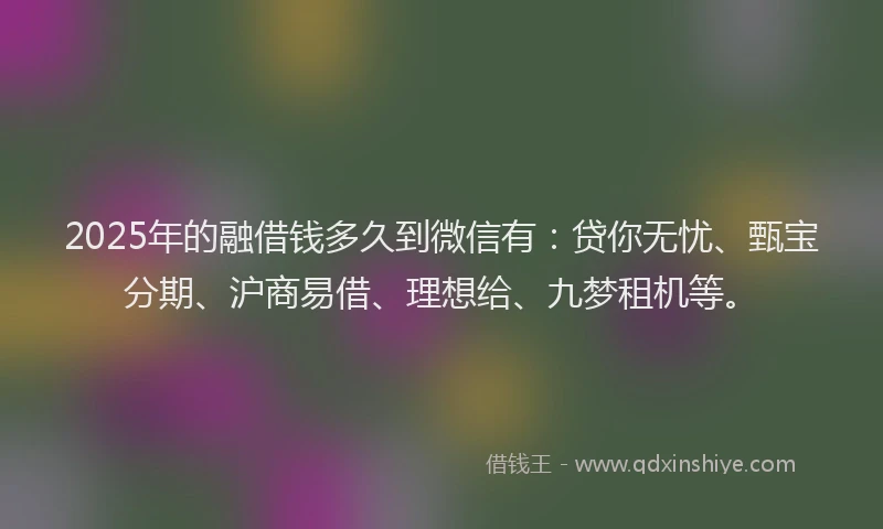 2025年的融借钱多久到微信有：贷你无忧、甄宝分期、沪商易借、理想给、九梦租机等。