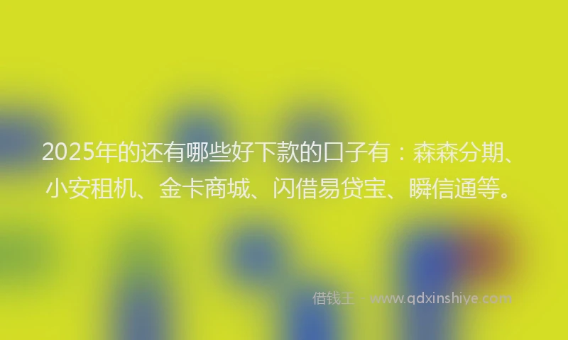 2025年的还有哪些好下款的口子有：森森分期、小安租机、金卡商城、闪借易贷宝、瞬信通等。