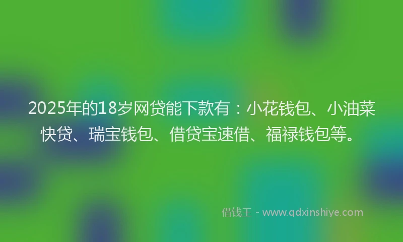 2025年的18岁网贷能下款有：小花钱包、小油菜快贷、瑞宝钱包、借贷宝速借、福禄钱包等。