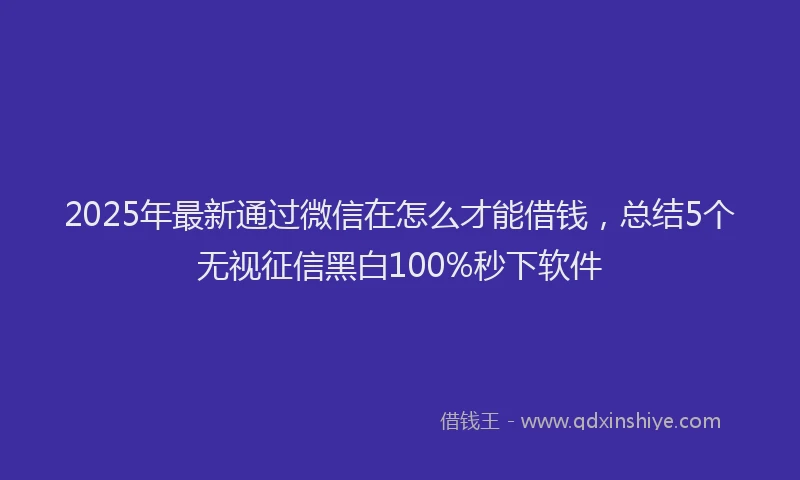 2025年最新通过微信在怎么才能借钱，总结5个无视征信黑白100%秒下软件
