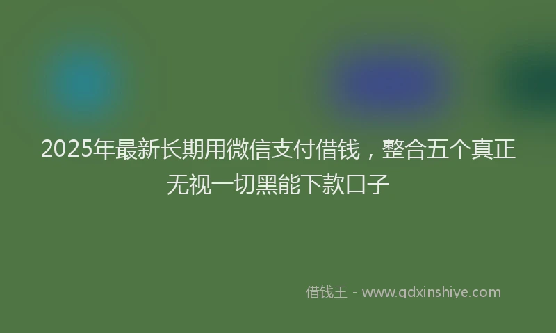 2025年最新长期用微信支付借钱，整合五个真正无视一切黑能下款口子