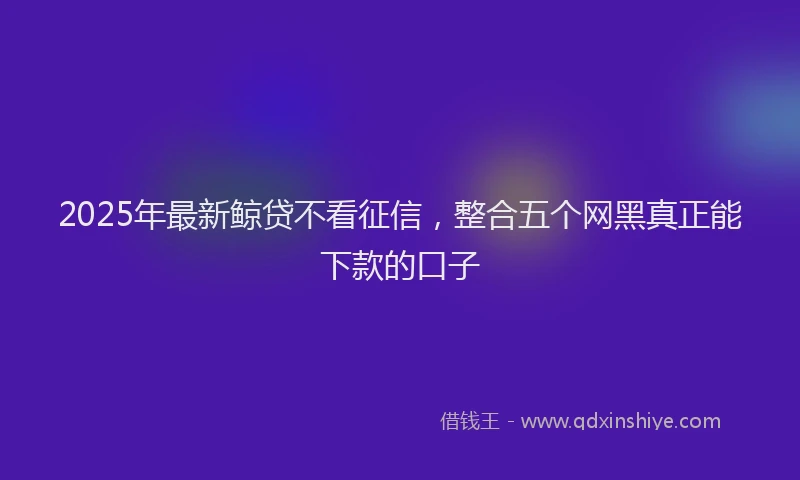 2025年最新鲸贷不看征信，整合五个网黑真正能下款的口子