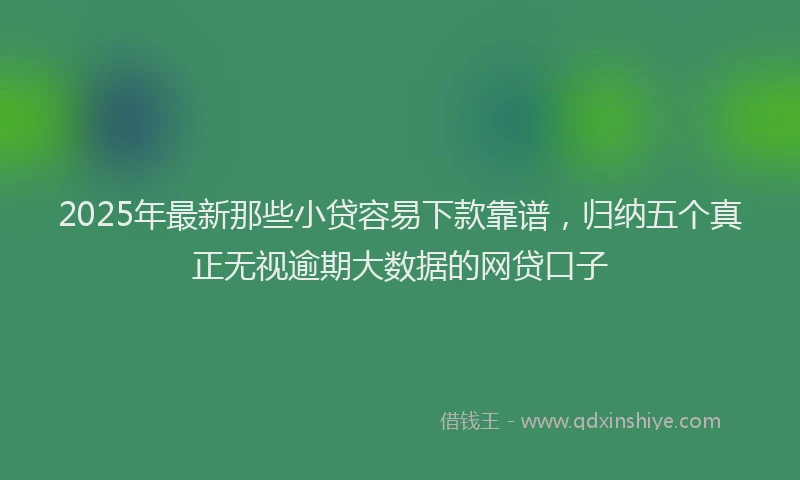 2025年最新那些小贷容易下款靠谱，归纳五个真正无视逾期大数据的网贷口子