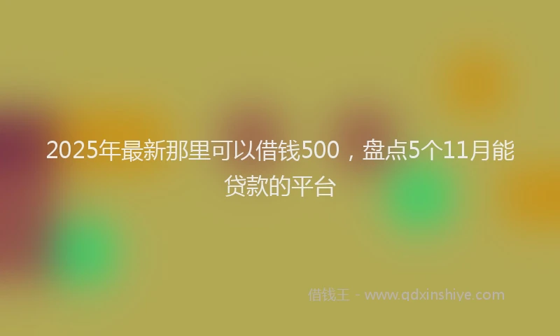 2025年最新那里可以借钱500，盘点5个11月能贷款的平台
