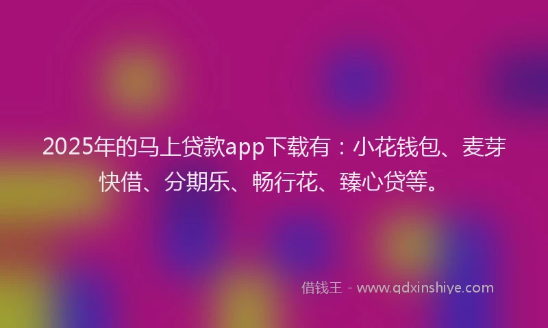 2025年的马上贷款app下载有：小花钱包、麦芽快借、分期乐、畅行花、臻心贷等。