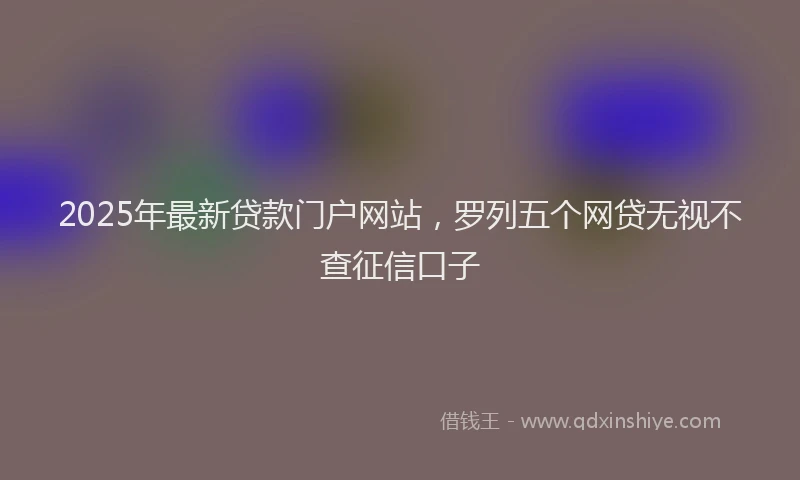 2025年最新贷款门户网站，罗列五个网贷无视不查征信口子