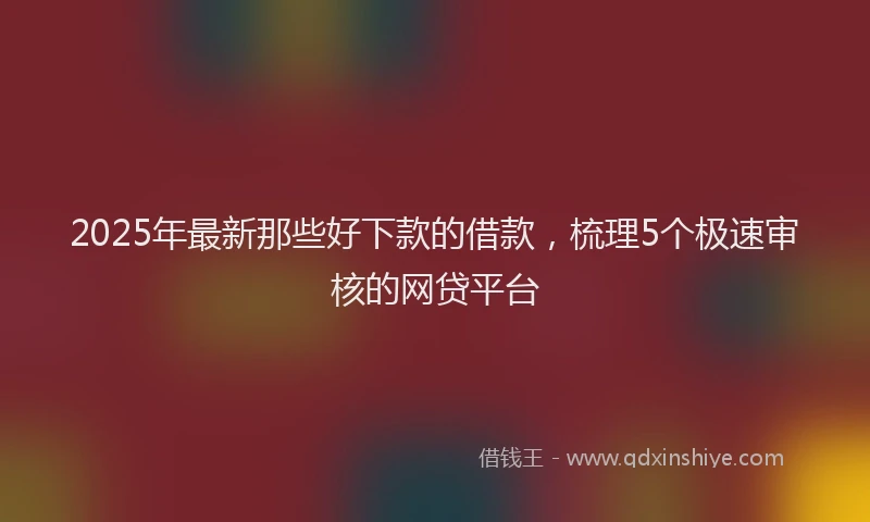 2025年最新那些好下款的借款，梳理5个极速审核的网贷平台