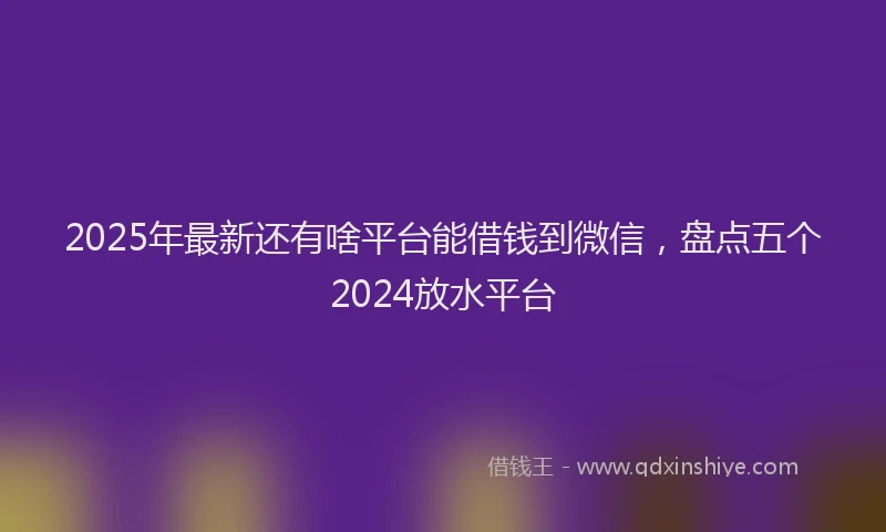 2025年最新还有啥平台能借钱到微信，盘点五个2024放水平台