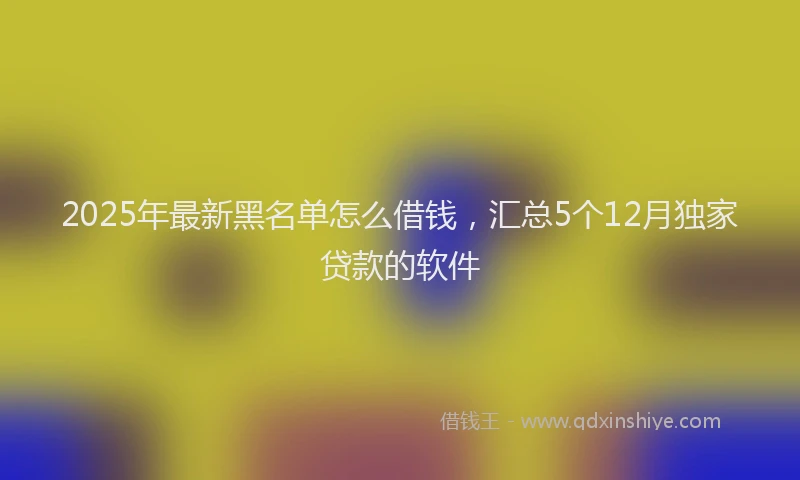 2025年最新黑名单怎么借钱，汇总5个12月独家贷款的软件