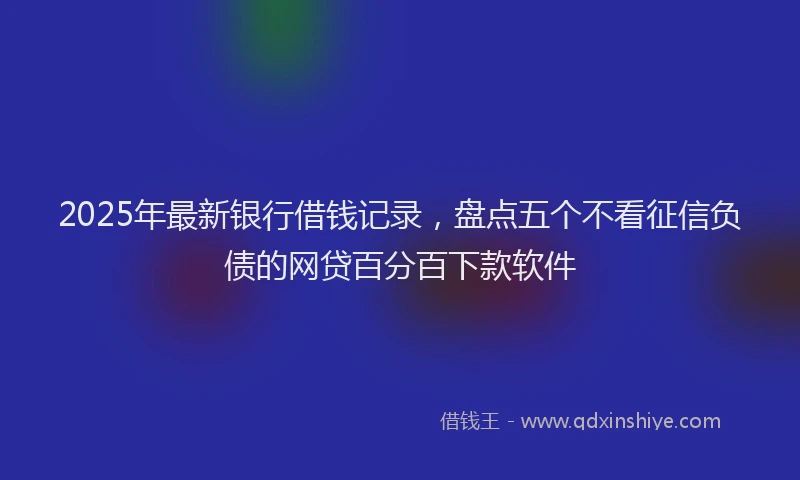 2025年最新银行借钱记录，盘点五个不看征信负债的网贷百分百下款软件