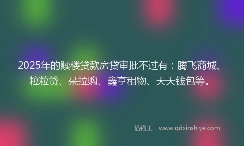 2025年的赎楼贷款房贷审批不过有：腾飞商城、粒粒贷、朵拉购、鑫享租物、天天钱包等。