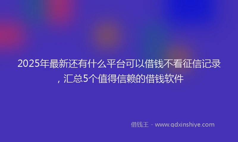 2025年最新还有什么平台可以借钱不看征信记录，汇总5个值得信赖的借钱软件