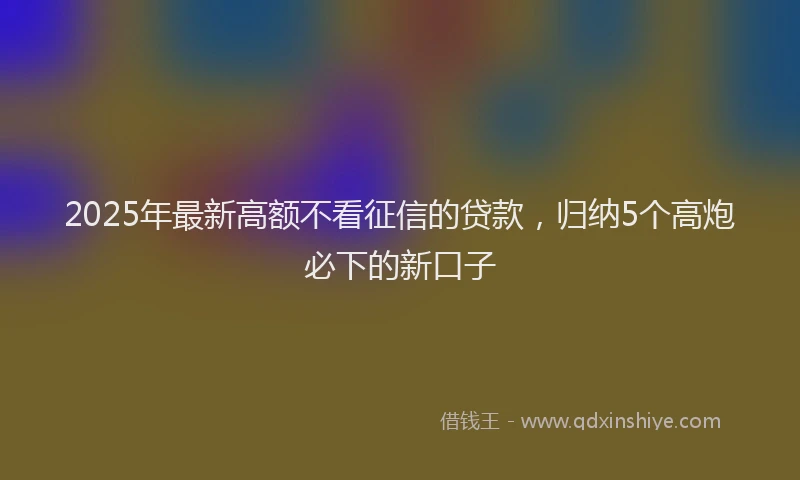 2025年最新高额不看征信的贷款，归纳5个高炮必下的新口子