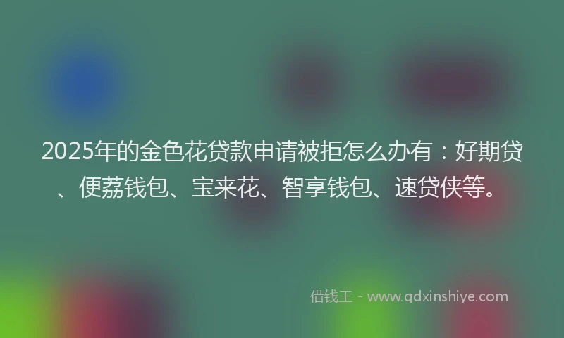 2025年的金色花贷款申请被拒怎么办有：好期贷、便荔钱包、宝来花、智享钱包、速贷侠等。