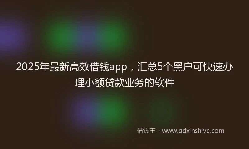 2025年最新高效借钱app，汇总5个黑户可快速办理小额贷款业务的软件