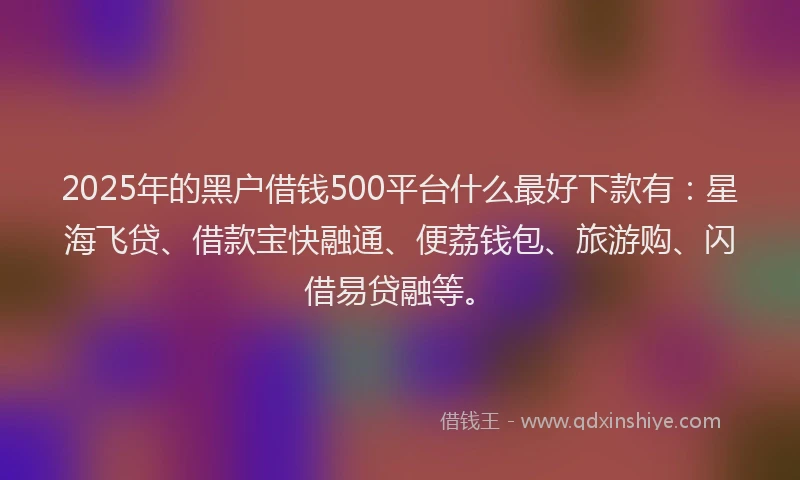 2025年的黑户借钱500平台什么最好下款有：星海飞贷、借款宝快融通、便荔钱包、旅游购、闪借易贷融等。