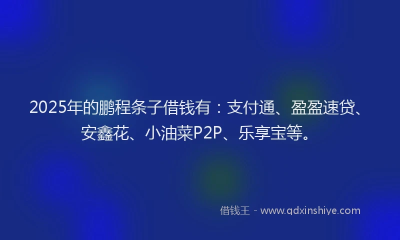 2025年的鹏程条子借钱有：支付通、盈盈速贷、安鑫花、小油菜P2P、乐享宝等。